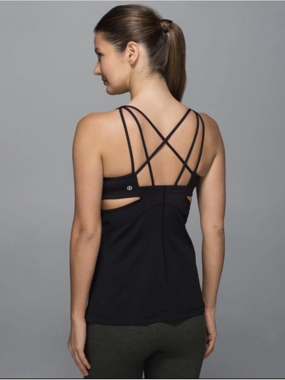 Lululemon Womens EXQUISITE TANK II
Top Black Mesh Cutout Strappy